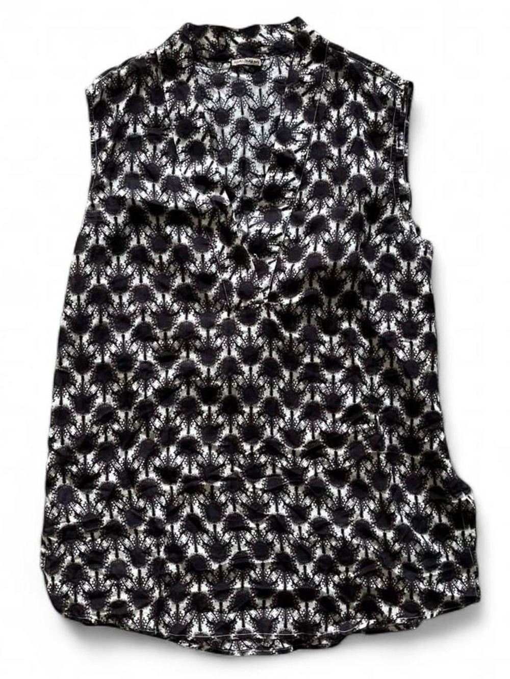 Maliparmi Silk Abstract Circle Sun Sleeveless V-Neck Blouse Discontinued Print